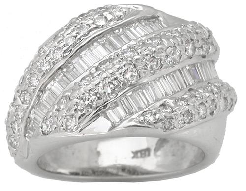 2.50ct Round & Baguette Diamond 18k White  Gold Ring