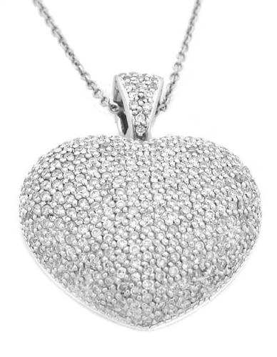 Pave Diamond Heart Pendant Necklace in 14K White Gold