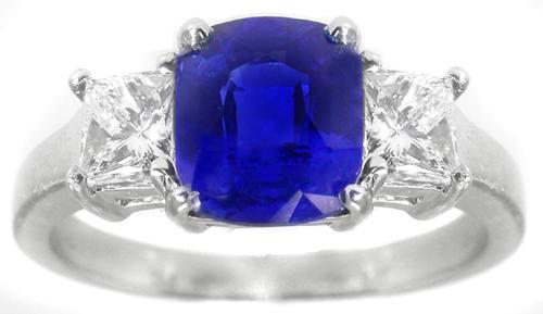 2.99ct Ceylon Sapphire Diamond  Platinum Engagement Ring