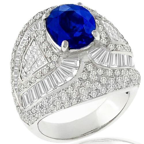 3.80ct Sapphire 2.74ct Diamond Gold Cocktail Ring