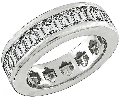 Emerald Cut Diamond Platinum Eternity Wedding Band