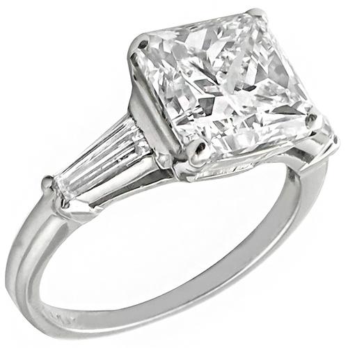 3.38ct Princess Cut Diamond Platinum  Engagement Ring