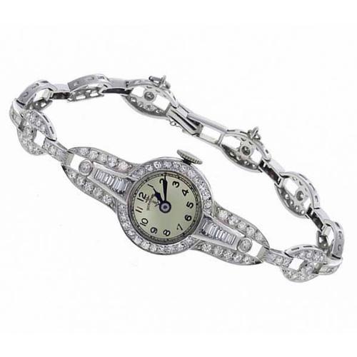 Normandie 3.75ct Round  & Baguette Cut Diamond  Platinum   Watch