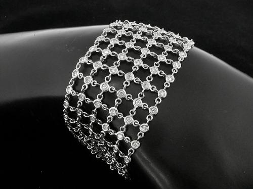 4.90ct Round Cut  Diamond 18k White Gold Italian Bracelet