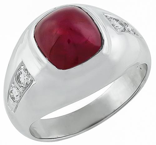 Sugar Loft Burmese Ruby Round Cut Diamond 14k White Gold Ring