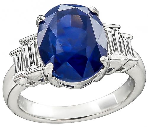 Oval Cut Sapphire Diamond Platinum Engagement Ring
