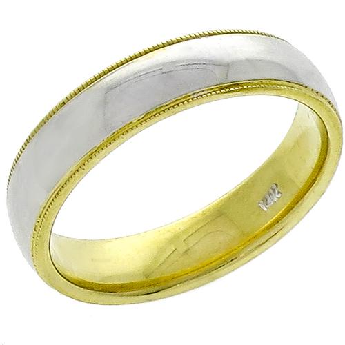 2 Tone Gold Milgrain Comfort Fit Wedding Band