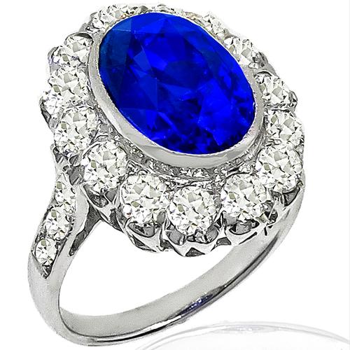 7.34ct Sapphire Diamond Gold Ring