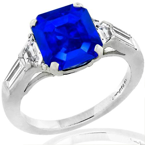 Estate 4.08ct Sapphire 0.80ct Diamond Platinum Ring 