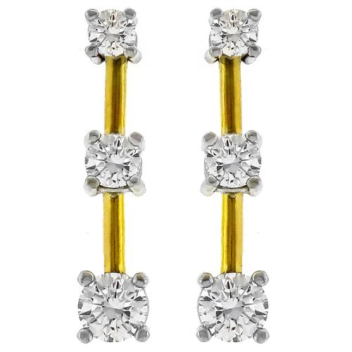 1.40ct Diamond 2 Tone Gold Line Earrings