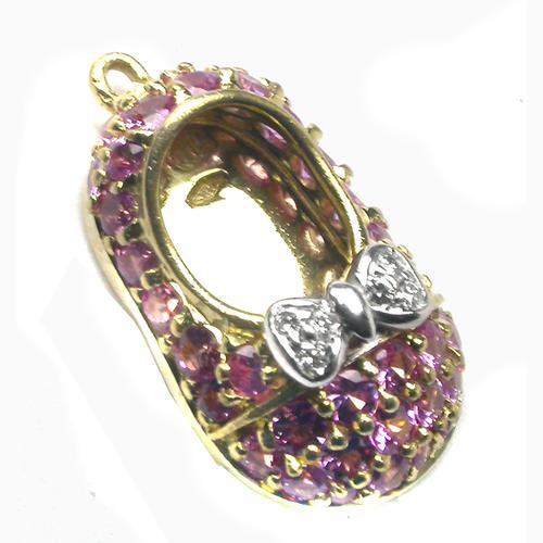 Aaron Basha Pink Sapphire Diamond 18k Yellow White Gold Baby