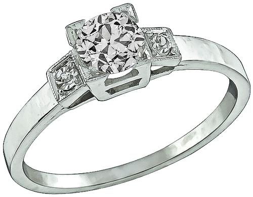 1920s Old Mine Cut Diamond Platinum Engagement Ring