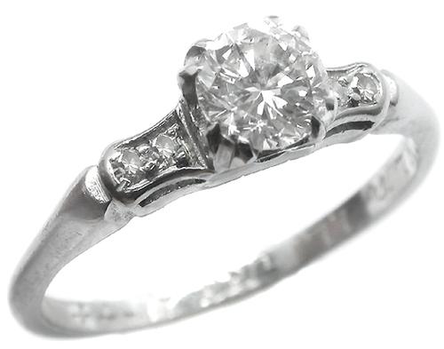 Antique 0.60ct Round Brilliant Diamond Platinum Engagement Ring