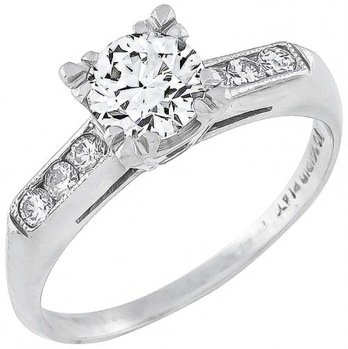 1920s Round Cut Diamond Platinum Engagement Ring