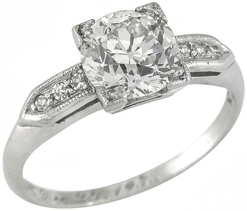 1920s Old Mine Cut Diamond Platinum Engagement Ring