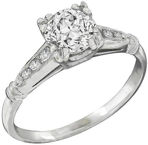 1920s Round Cut Diamond Platinum Engagement Ring