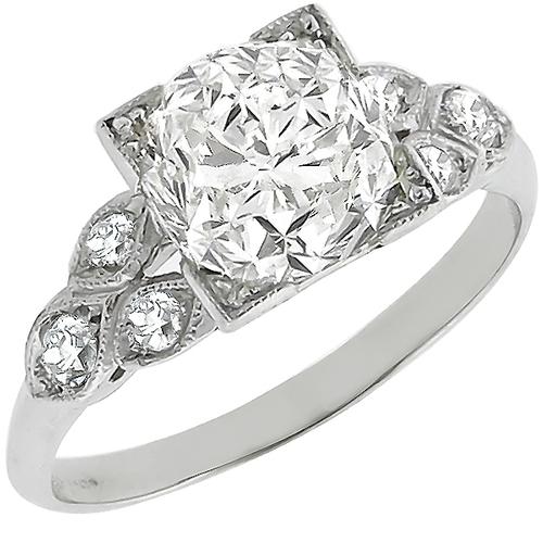 1920s 2.20ct Cushion Brilliant Diamond Platinum Engagement Ring