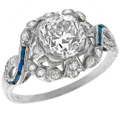 2.19ct Diamond Sapphire Engagement Ring