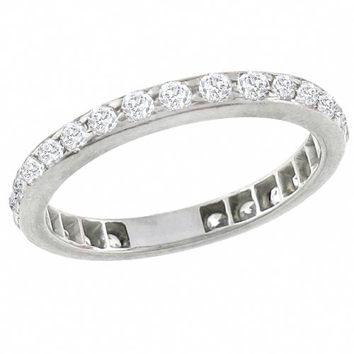 Vintage Edwardian 1.25ct Old Mine Cut Diamond Eternity  Platinum Wedding Band 