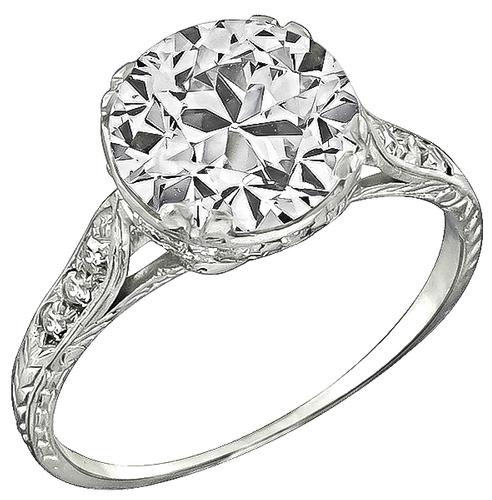 Edwardian Old Mine Cut Diamond Platinum Engagement Ring