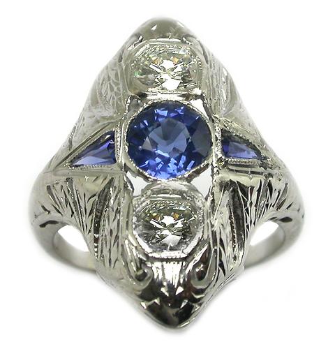 Vintage Sapphire Diamond White Gold Engagement Ring Ref: 993080 - Antique  Jewelry | Vintage Rings | Faberge EggsAntique Jewelry | Vintage Rings |  Faberge Eggs