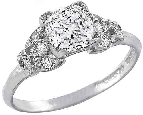 GIA Certified Cushion Modified Brilliant Cut Diamond Platinum Engagement Ring