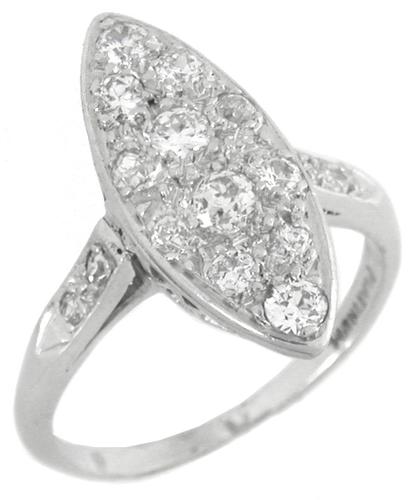 Art Deco 0.50ct Old Mine Cut Diamond Platinum Ring