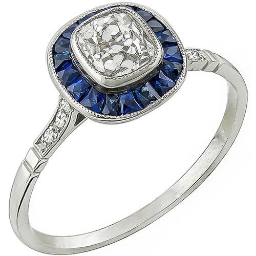Antique 0.57ct Diamond Sapphire Engagement Ring | Israel Rose