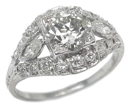 Antique Diamond Platinum Engagement Ring GIA Certified