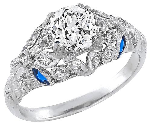 Antique Diamond Platinum Engagement Ring GIA Certified