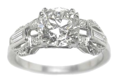 Antique Diamond Platinum Engagement Ring GIA Certified