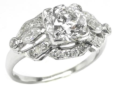 Antique Diamond Platinum Engagement Ring GIA Certified