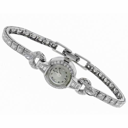 Antique 2.40ct Round, Marquise & Baguette  Diamond Platinum Watch