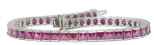 Antique Style 15.00ct French Cut Ruby  Platinum  Bracelet