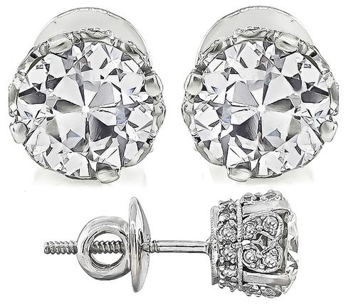 Art Deco Style 2 00cttw Diamond Stud Earrings New York Estate Estate 1 01ct And 0 99ct Diamond 18k White Gold Studs Earrings