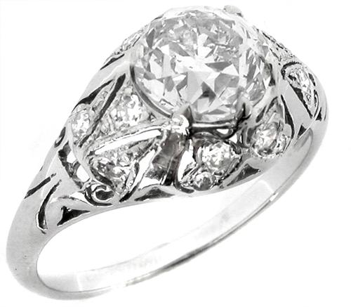 Antique Diamond Platinum Engagement Ring