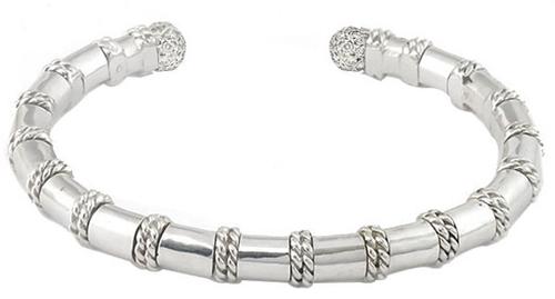 0.35ct Round Cut Diamond  18k White Gold Bangle by Cassis