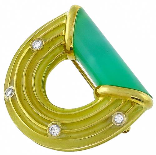 Jade Round Cut Diamond 18k Yellow Gold Christopher Walling Pin