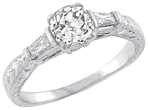 Vintage Old European Cut Diamond Platinum Engagement Ring