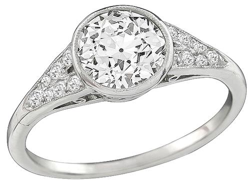 Old European Cut Diamond Platinum Engagement Ring