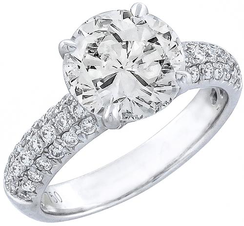 2.51ct Round  Cut Diamond 18k White Gold Engagement Ring 