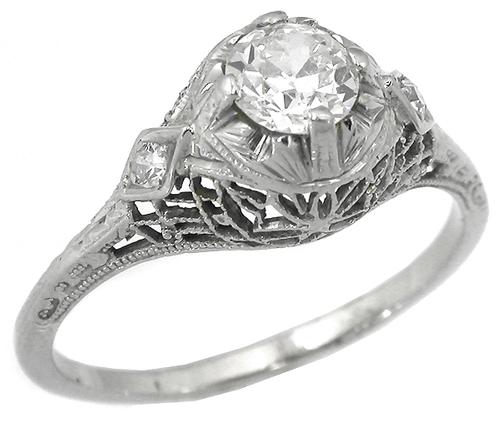 Edwardian 0.50ct Diamond 14k White Gold Engagement Ring