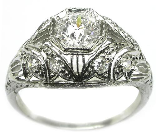 Antique GIA Certified 0.75ct Diamond Engagement Ring 