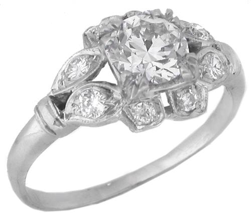Antique 0.89ct Round Brilliant Diamond Platinum Engagement Ring GIA Certified