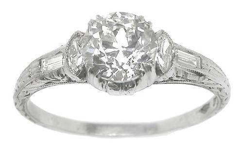 Antique Diamond platinum Engagement Ring GIA Certified