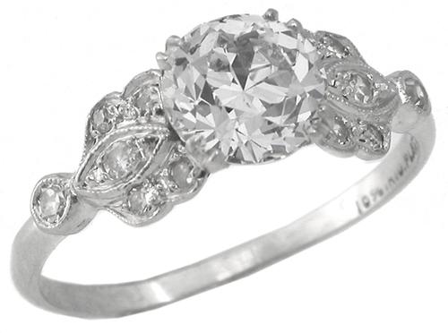 Antique 1.24ct Round  Cut Diamond Platinum Engagement Ring GIA Certified