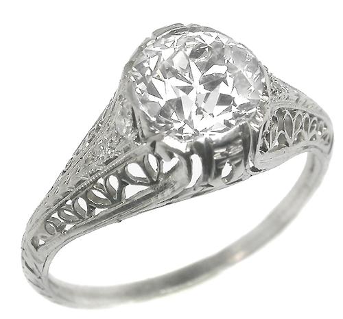 Antique Diamond Platinum Engagement Ring 