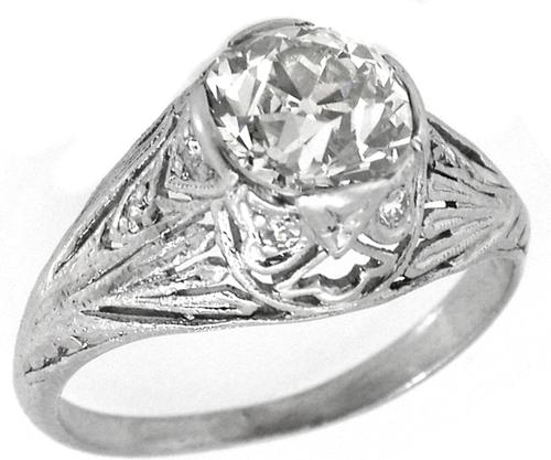 Edwardian 1.57ct Diamond Platinum Engagement Ring