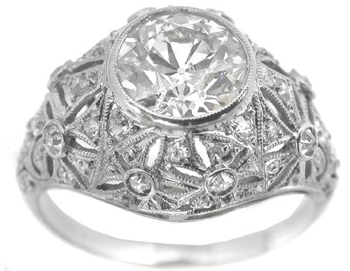 Antique 1.36ct Diamond Platinum Engagement Ring