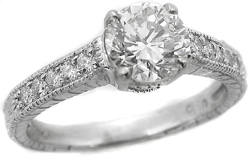 Edwardian Style Diamond Engagement Ring GIA Certified